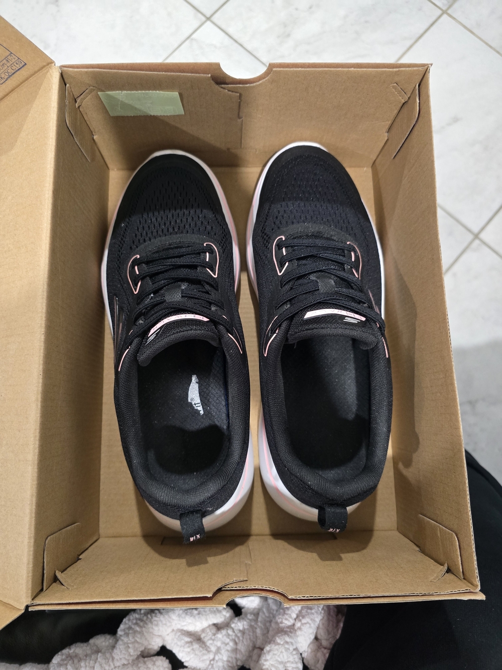 Skechers Black Sneakers with Light Pink Accents